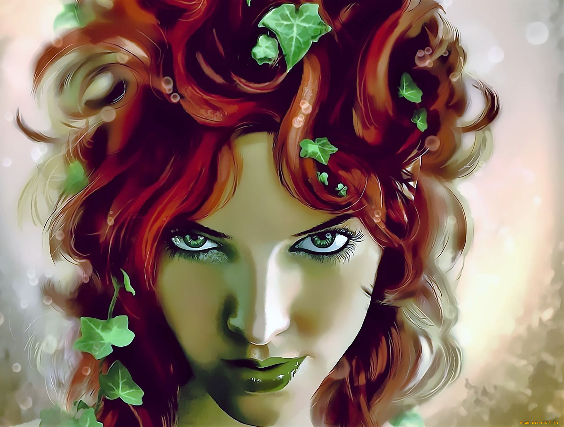 Загадочная красота. Рыжая ведьма с зелеными глазами. Зелёные глаза у девушек. Ведьма сзлеными глазами. Рыжая девушка фэнтези.